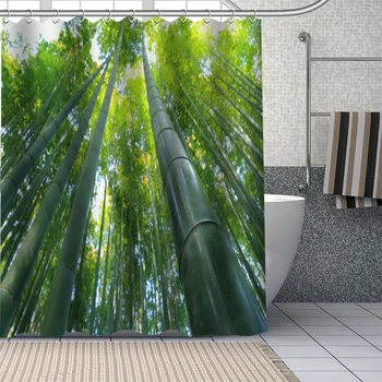 

DIY Bathroom Durable Waterproof Shower Curtain bamboo Home Decoration Bathroom Curtain 1pc custom Drop Shipping