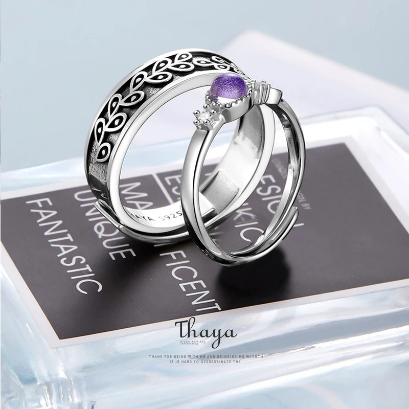 Thaya Provence дизайнерское вдохновляющее женское и мужское кольцо, 925 серебро, богемное циркониевое уникальное Фиолетовое кольцо для пар, подарок на помолвку