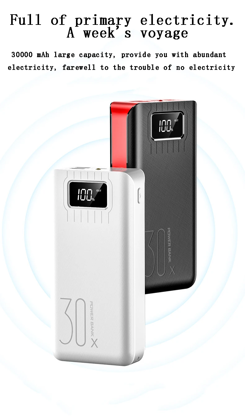 Xiaomi power Bank 30000mAh TypeC Micro USB QC Быстрая Зарядка Внешний аккумулятор светодиодный дисплей портативное Внешнее зарядное устройство для телефона