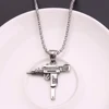 Cool Gothic Hip Hop UZI Kolye GUN Shape Pendant Necklace Gold Black Silver Color Army Style Male Chain Men Necklaces  Jewelry ► Photo 3/6