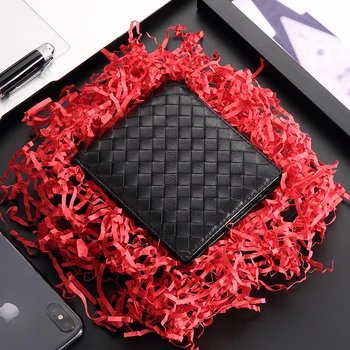 

Classical Style Hand Knitting Sheep Leather Short Style Black Wallet Fashion Genuine Leather Small Purse