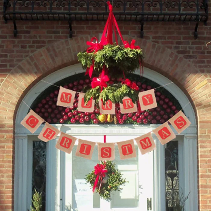 Merry Christmas Висячие баннеры флаги для украшения дома стены вечерние окна feliz Natal Riippuvat bannerit Nollaig Shona