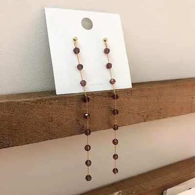 V 9 crystals AOMU, корейский дизайн, фиолетовые хрустальные стразы в форме сердца, любовь, слеза, жемчуг, Длинная кисточка, смола, цветок, золотые серьги-гвоздики для женщин и девушек - Окраска металла: V 9 crystals