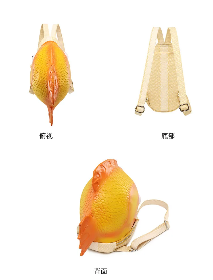 New Pu Women's Backpack Gold Cute Fun Fish Bag Cartoon Mini Female Bag Creative Animal Backpack