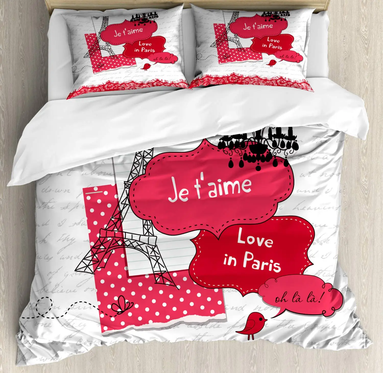 Eiffel Tower Duvet Cover Set Je T Aime Love In Paris Oh La La