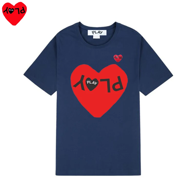 PLAY Women Short Sleeved Printed T-shirt Letter Embroidery Heart Cotton O-neck Summer Loose Casual T-shirt palm angels t shirt