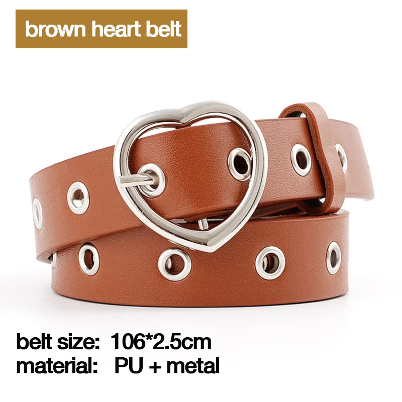 heart belt 5 Женский ремень-цепочка в стиле панк для джинсов, женские роскошные брендовые дизайнерские ремни, женские кожаные ремни высокого качества для платья - Цвет: heart belt 5