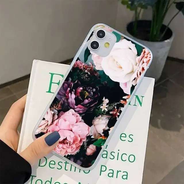 Elegant Pink Purple Peony Flower On the Vase Phone Case for iphone 13 8 7 6 6S Plus X 5S SE 2020 XR 11 12 pro XS MAX a9