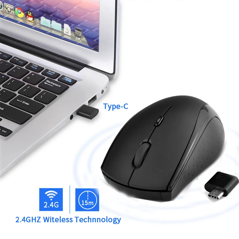 2,4 ГГц Беспроводная мышь USB C тип-c игровая компьютерная мышь Беспроводная оптическая мышь для MacBook Pro ноутбука ПК(N1118