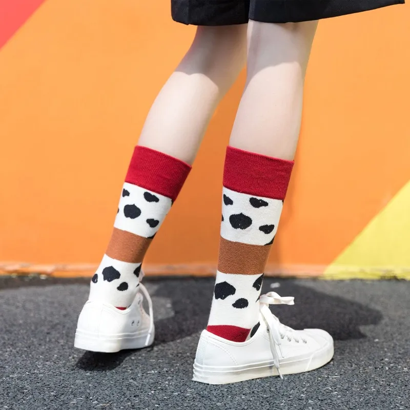 Jeseca Autumn Winter Socks Hot Sale Women Harajuku Streetwear Ankle Sox Girls Cute Animal Print Cotton Soft Christmas Sock