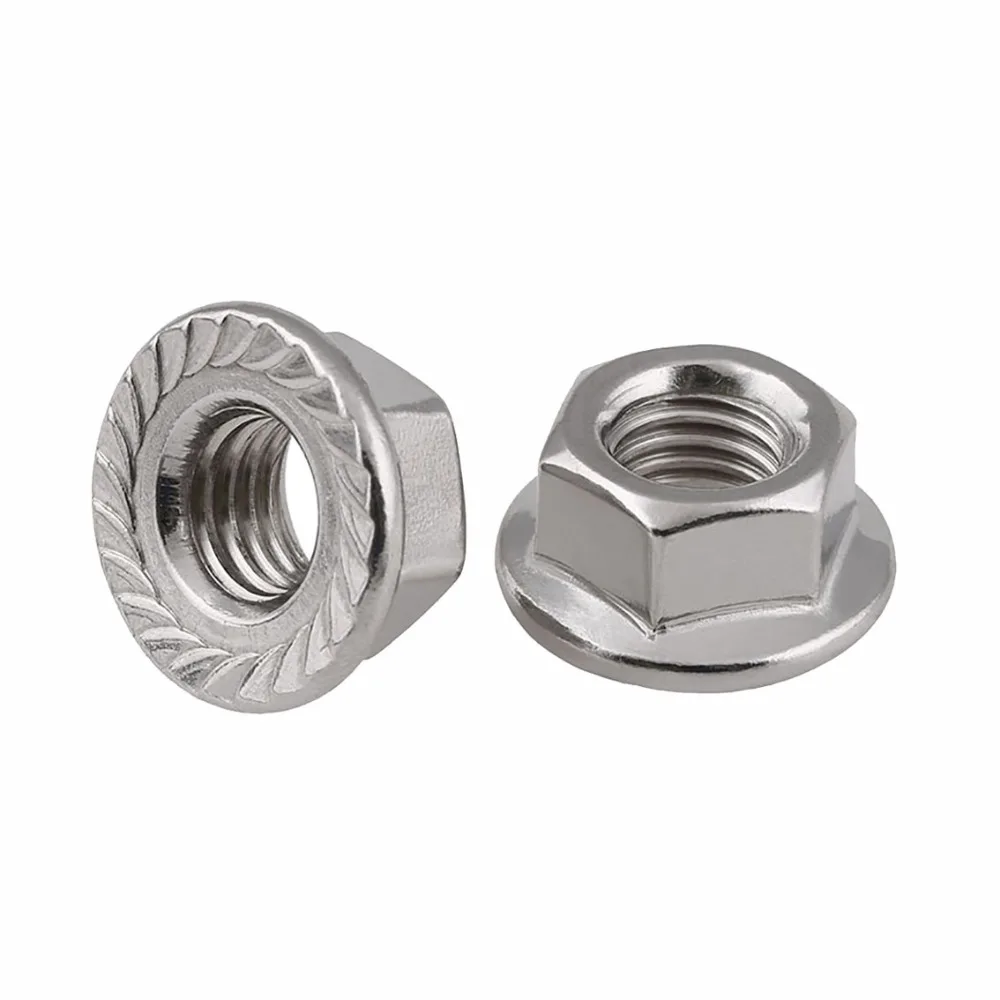 M12 Stainless Flange Nuts 12mm Serrated Flange Nuts Stainless x5 