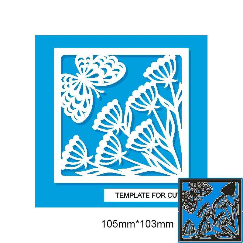 Metal steel Cutting Dies New butterfly flower frame DIY Scrapbooking Photo Album Embossing paper Cards 105*103mm | Дом и сад