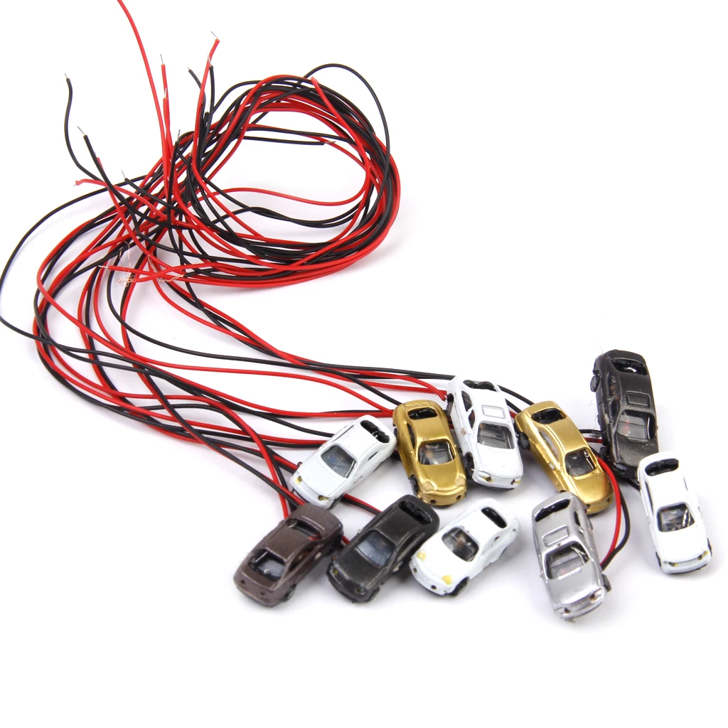 10 Packs Model Cars with Light for Scenery Layout or Diorama 12V