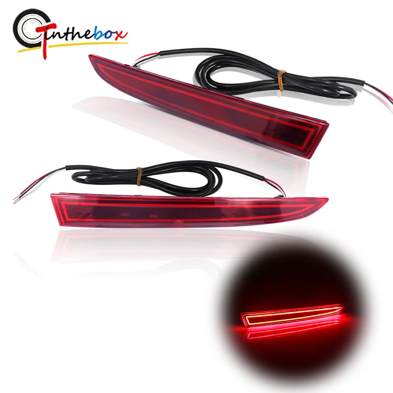 Gtinthebox 2pcs Bright Red Led Rear Bumper Reflector Lights Brake Tail