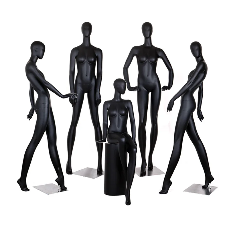 Модный стильный манекен осанки женский матовый черный цвет тонкая модель на