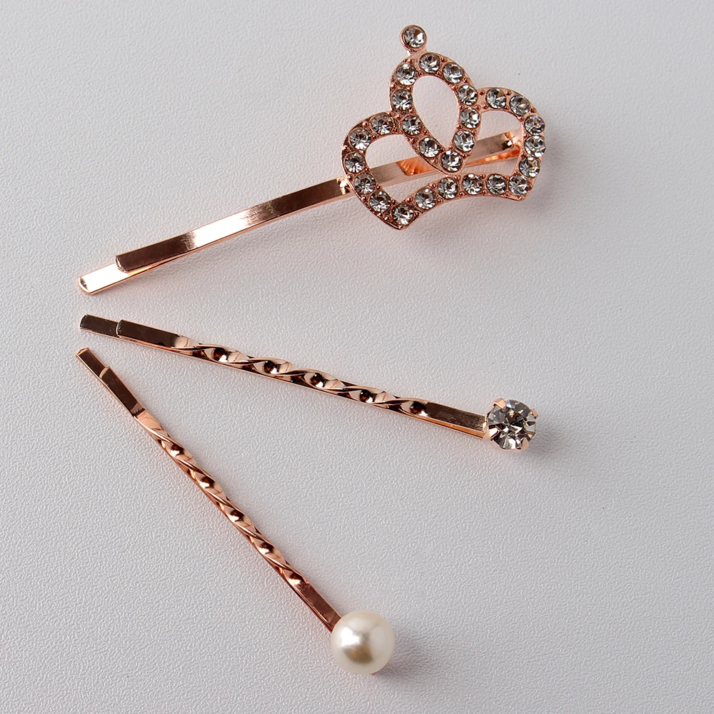 3pcs one set Rhinestone Metal Women Hair clip fashion sweet Lady Headwear Simple Hairpin for girls Pearl Styling Accessories | Украшения и