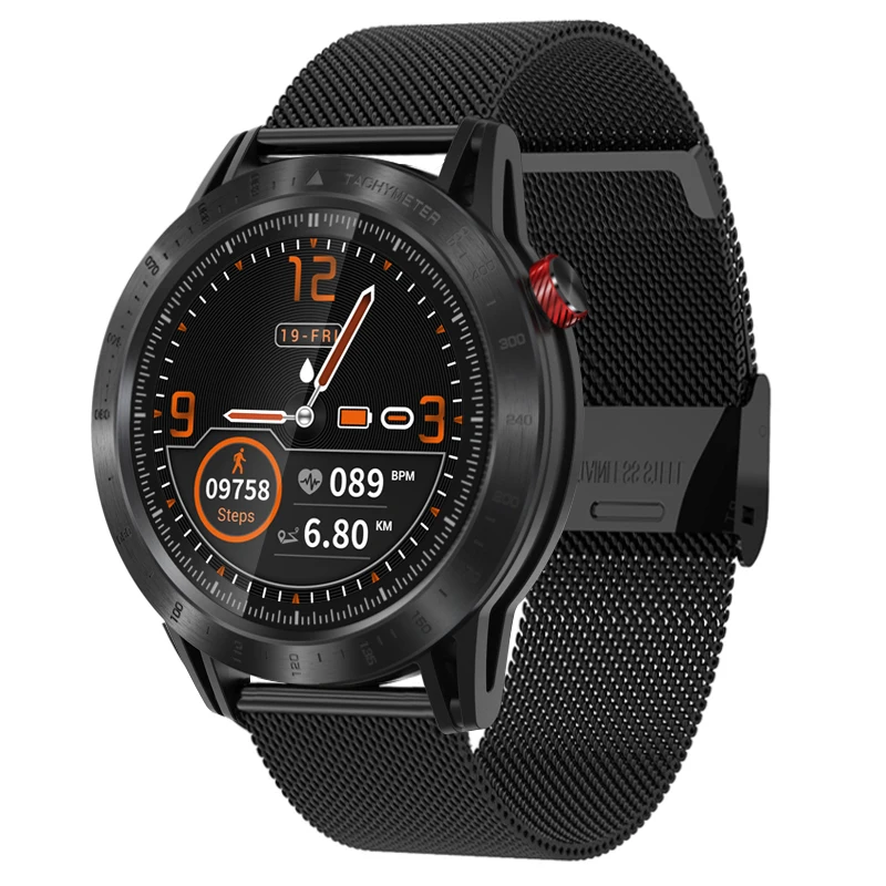 Время владельца крест Смарт часы Спорт Бизнес Smartwatch полный сенсорный экран мульти циферблаты сталь крышка сна монитор калорий - Цвет: B-Steel