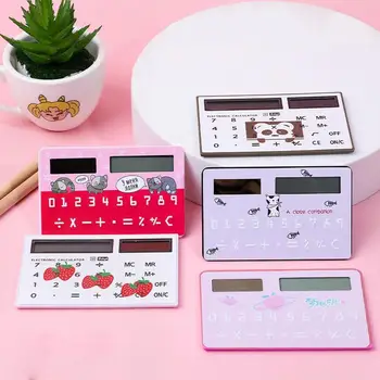 

Cute Stationery Card Portable Calculator Mini Handheld Ultra-Thin Card Calculator Solar Power Small Slim Pocket Calculator