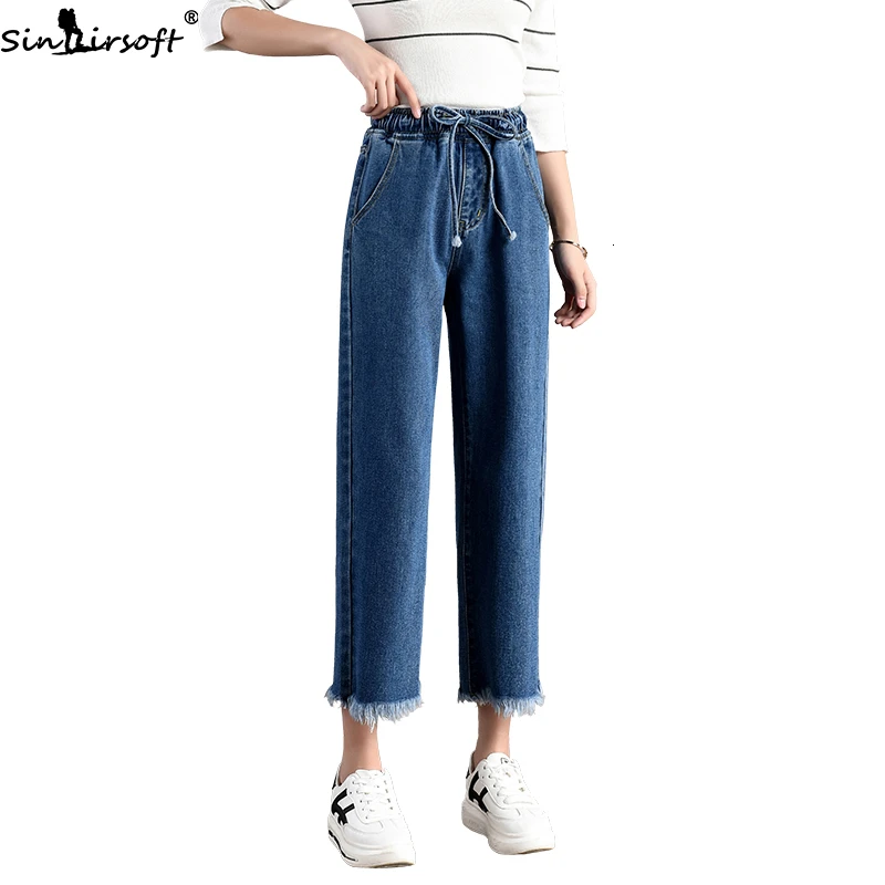 

Autumn New Elastic Wide Leg High Waist Jeans Woman Fashion Trend Casual Wild Loose Comfortable Straight Denim Trousers Women