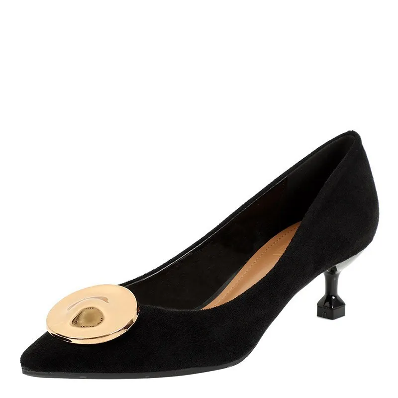 

2788-2 Work Shoes Business Semi-high Heeled Shoes Women's 2019 Spring New Style Versatile Etiquette Pointed Shallow Mouth Thin H