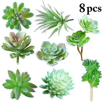 

8pcs Artificial Succulent Plants Set Creative Assorted DIY Fake Succulent Artificial Plant Photography Props Home Decor