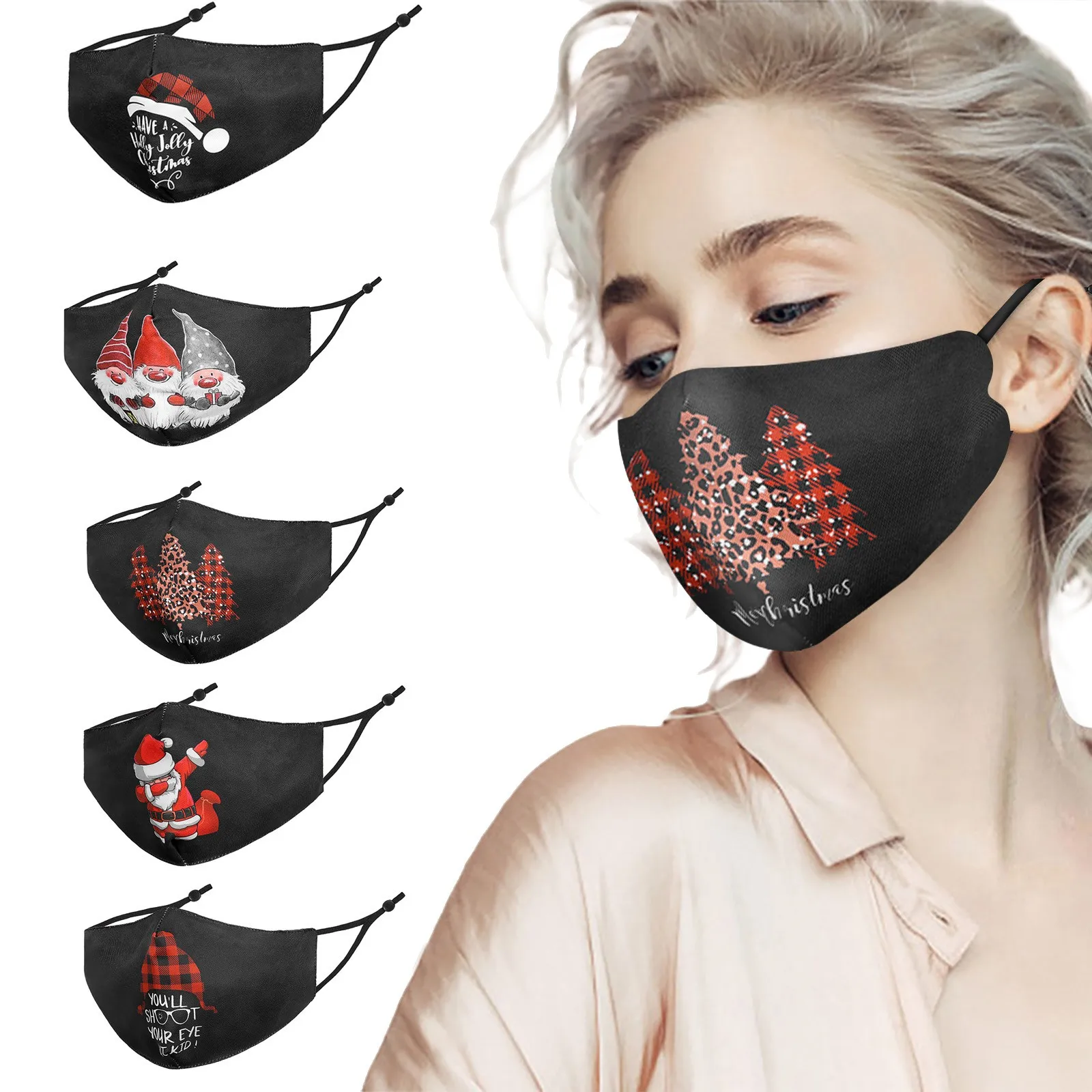 Маска для лица с рисунком рождественской елки Регулируемая Строительная