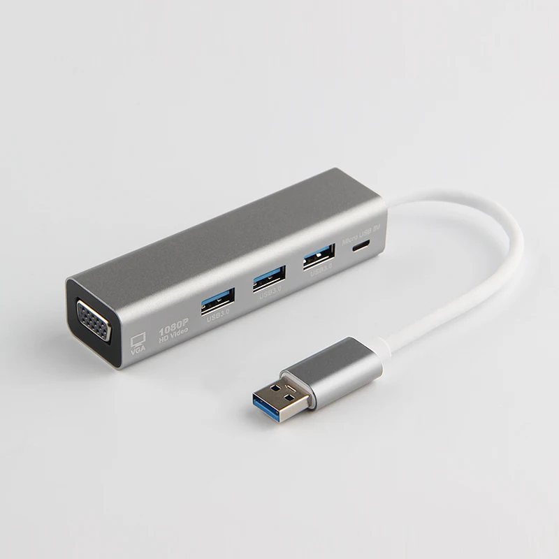 Ajiuyu USB адаптер VGA USB 3,0 концентратор сплиттер разделительный кабель мульти порт Стыковочный модуль-преобразователь Соединительный дисплей для Windows 10 8 7