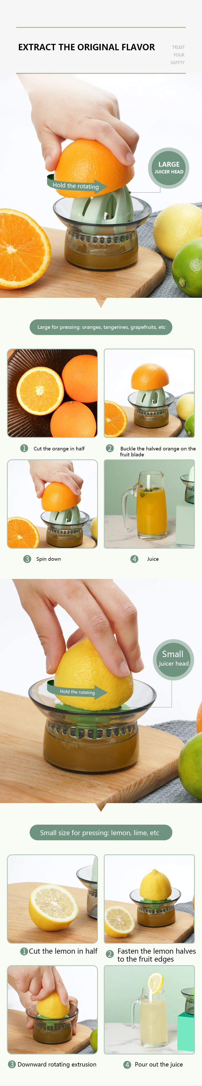 Portable Lemon Juicer Fruit Vegetable Manual Pressing Controller Blender Household Mini Juice Maker Multifunctional Kitchen Tool