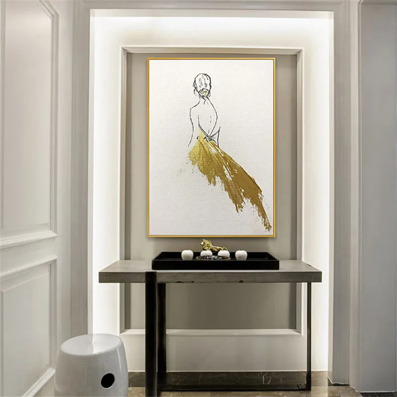 Золотая балерина холст живопись гостиная спальня столовая украшение дома картина маслом работает