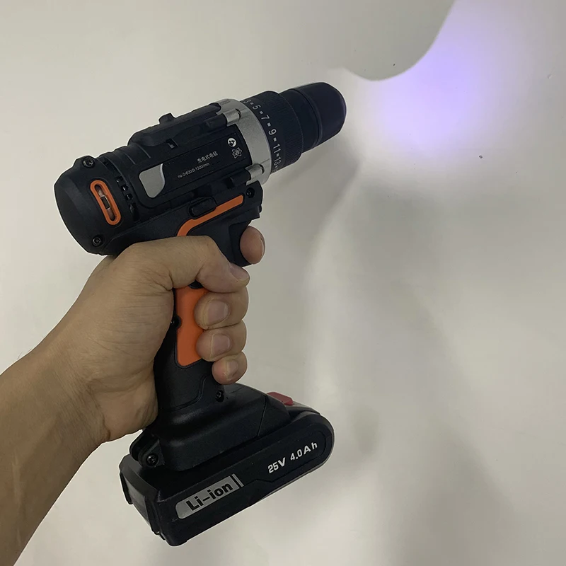 High Power Electric Screwdriver Cordless Impact Drills Driver DC Motor 2x4.0Ah Lithium Battery Household 25V Electric Drill