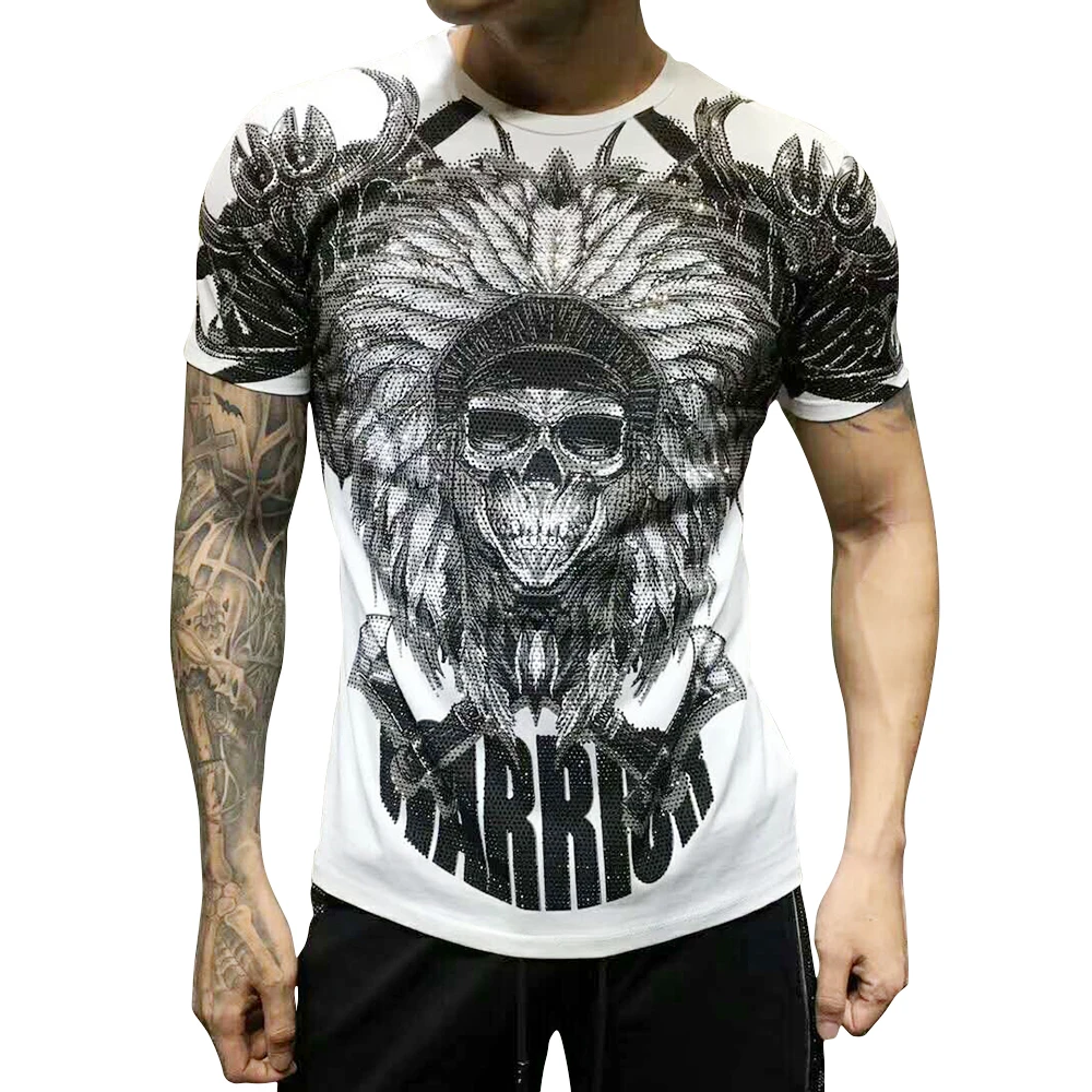 DUYOU, Мужская футболка, King of Bling Crystal Skull, футболка s, Мужская футболка, модные Графические Топы для мужчин, Camisetas Hombre PP style DY0717