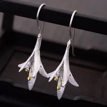 Женские длинные серьги с цветами из стерлингового серебра 925 пробы, элегантные женские серьги из серебра 925 пробы, модные Jewelry-M6-20