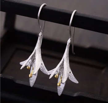 

Silver Color Plated Flowers Long Earrings For Women Elegant Lady Prevent Allergy Silver Plated Earings Fashion Jewelry