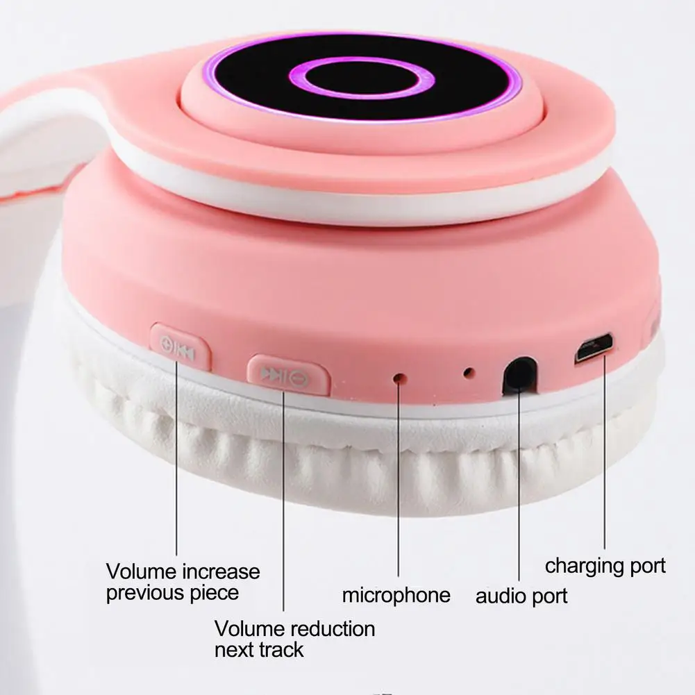 LED Light Cuet Cat Ear Headphones Bluetooth 5 0 HiFi Music Stereo Bass Headset Kids Girls Foldable Noise Cancelling Headphones