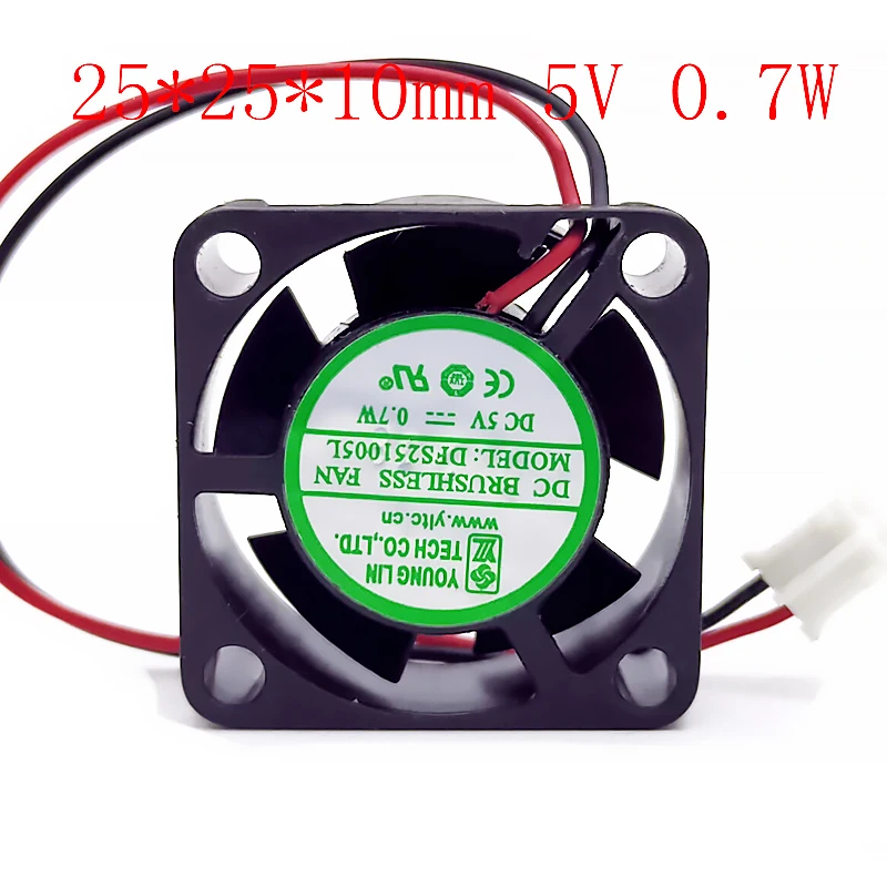 

2pcs new DFS251005l For younglin 4500RPM 2510 25X25X10MM DC 5V 2.5cm ultra thin micro mute cooling fan