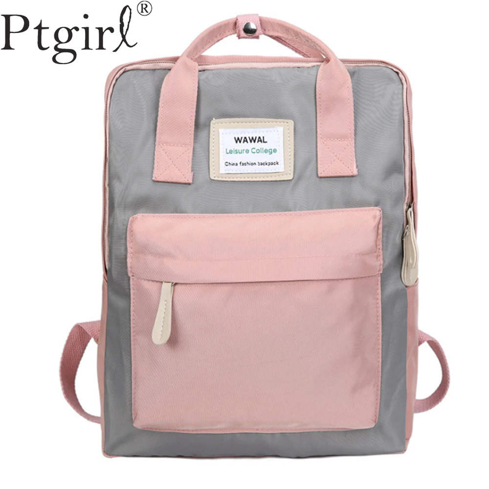 

Women Hot Canvas Backpacks Candy Color Waterproof School Bags for Teenagers Girls Laptop Backpacks Patchwork Backpack New 2019