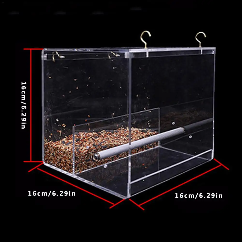 Акриловая автоматическая кормушка для попугаев без бардака, устройство для кормления семян, контейнер для пищевых продуктов для маленьких и средних птиц - Цвет: M