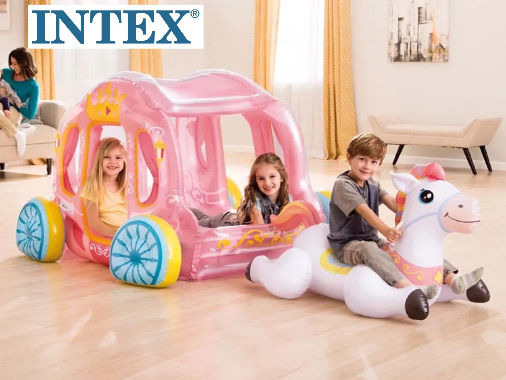 Intex принцесса коляска игрушка дом детская мягкая вода надувная езда плавающая