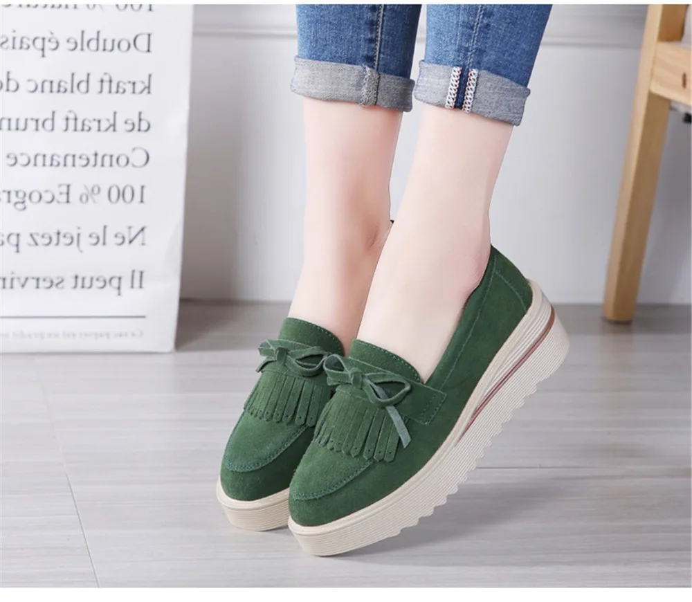 HX 2859-2019 Fashion Tassel Women's Platforms Shoes Genuine Leather Womans Sneakers-19