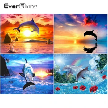 

EverShine 5D Diamond Painting Full Square Animals Cross Stitch Diamond Art Bead Embroidery Dolphin Handwork Hobby Wall Decor