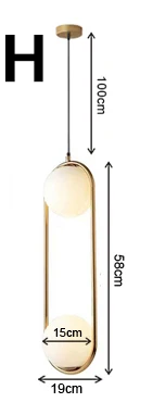 Скандинавские стеклянные шаровые подвесные светильники Освещение промышленный подвесной светильник блеск роскошный Глод искусство кухня отель декоративный обруч подвесной светильник - Цвет корпуса: H