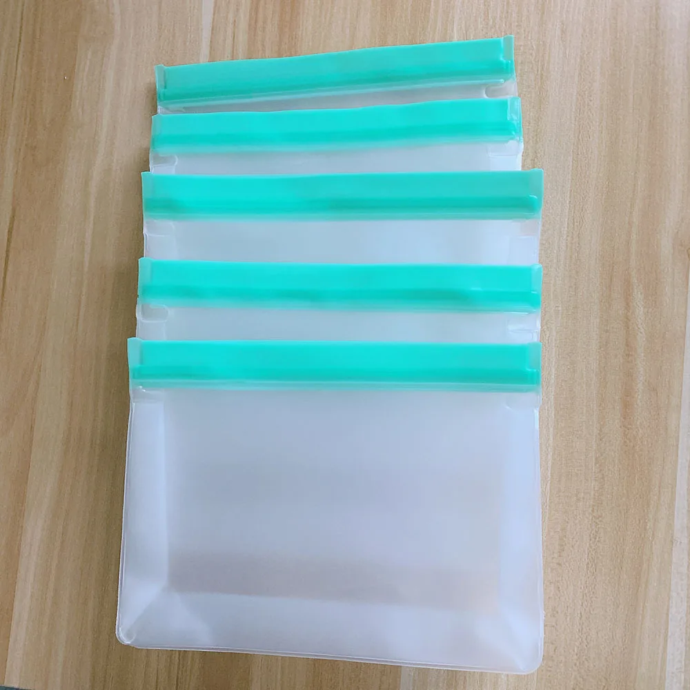 5pcs M Многоразовые силиконовые стоьте вверх мешки для хранения еды уплотнение Ziplock ланч-морозильник сумка для пищевых контейнеров домашняя кухня макияж Органайзер - Цвет: 5pcs M
