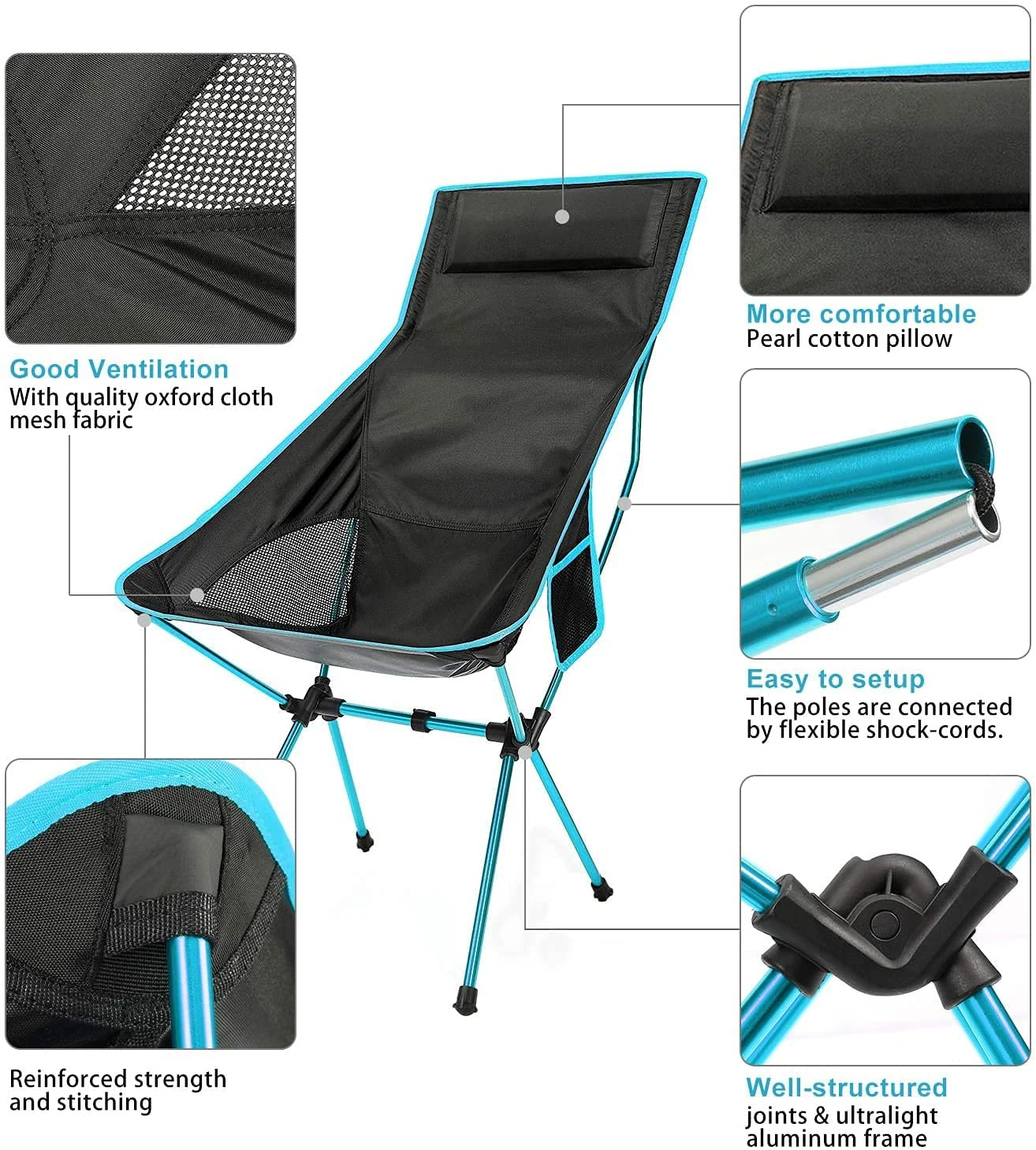 Outdoor Portable Camping Chair Oxford Cloth Folding Lengthen Camping Seat for Fishing BBQ Festival Picnic Beach Ultralight Chair 3