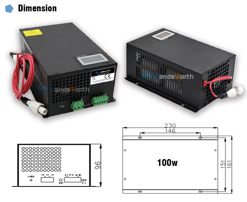 Wandsworth 80-100 Вт CO2 лазерный источник питания для CO2 лазерной гравировки, резки MYJG-100W категории
