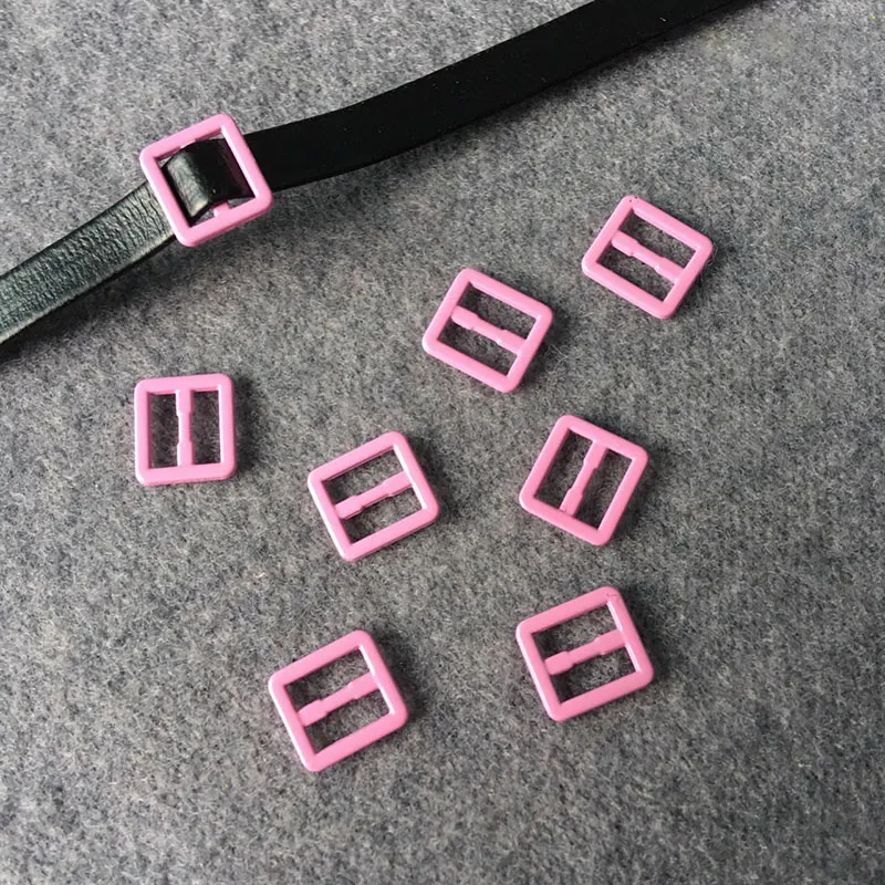 pink Meetee 100 шт. мини трехскоростная Пряжка металлическое покрытие сплав Кнопка ID 6 мм ремешки пряжки для куклы Одежда Обувь Аксессуары BF295 - Цвет: pink