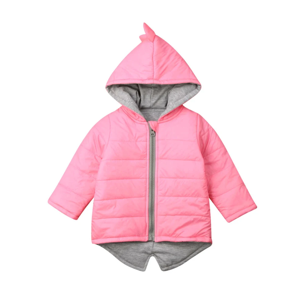 

Toddler Kid Baby Girl Boy Hoodies Outwear Coat 3D Dinosaur Long Sleeve Winter Warm Jackets Pure Color 5 Color Clothes 1-7Year