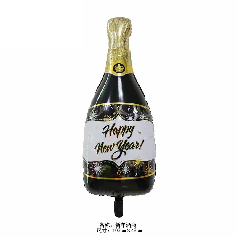 5 шт., вечерние очки для шампанского с золотистой короной, бутылка для виски, воздушный шар из фольги, мультяшная шляпа