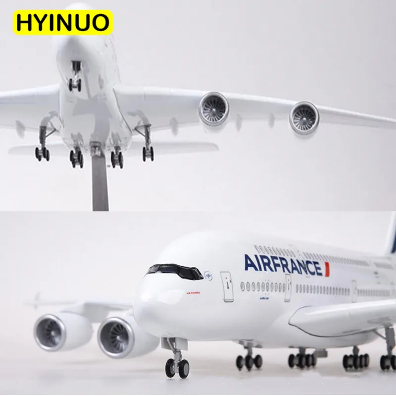  1/160 Scale 50.5CM Airplane Airbus A380 Air France Airline Model W LED Light & Wheel Diecast Plasti - 32998088240