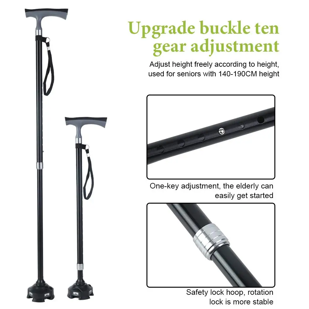 

2pcs LED Safety Crutch Walking Stick Crutches Reliably Strenuous Family Old Man Stable Practical Assistant Lamplight