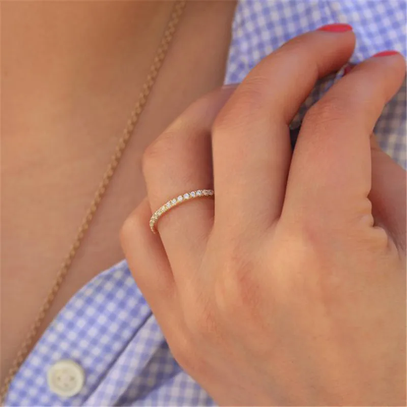 Vagzeb высокое качество серебро/золото/розовое золото цвет обручальное кольцо для пары для женщин однорядные CZ Камень Обручальное кольцо